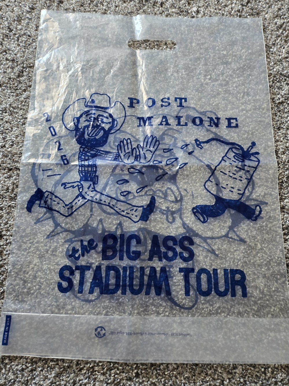 Post Malone Big Ass Stadium Tour Bag 2026 Official Merch Concert Posty Bag Only